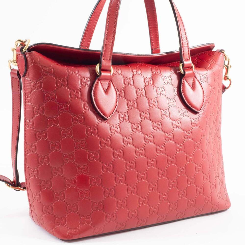 GUCCI Authentic Red Leather Tote Bag - Picture 7 of 16